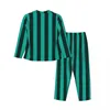 Vêtements maison verticale verticale à rayures pyjama sets printemps noirs lignes de vêtements de nuit quotidiens 2 pièces