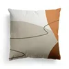 Pillow Nordic Home Decoration Orange Geometric Case Linen Printing Abstract Line Flower Cover 45X45 Velvet Bedroom J1831