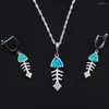 Ketting Oorbellen Set Aankomst Ocean Blue Fire Opal Flip Flop Strandthema