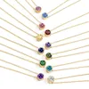 Pendentif Colliers Chaîne Collier en acier inoxydable Femmes Designer Bijoux de luxe Couleur Or Déclaration de mariée 12 Birthstone Juin