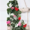 Fiori decorativi Decorazione della vite Decorazione della parete Famiglia Davanzale Balcone Matrimonio Seta artificiale Begonia Piante finte Rattan