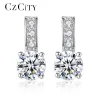 Tofflor Czcity Fashion Sier Sterling Clear 6mm Cubic Zirconia Studörhängen för kvinnor Temperament Bröllop örhängen Sier smycken