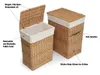 Laundry Bags Clothes Storage Basket & Dirty Wicker Two Hamper Set With Liners Hampers - Natural