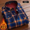 Camisas casuales para hombres Otoño / Invierno Fasion Lon Manga Plaid Sirt Fleece y Tick Warm I Calidad Lare Tamaño