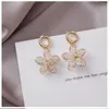 Baumelnde Ohrringe 925 Silber Nadel Retro-Stil Blume Acryllegierung Goldfarbe Ohrstecker Set für Frauen Schmuck Geschenk