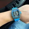 رجال الفاخرة مشاهدة Richa M Fiber for Men Limited Edition Silicone Strap Sports Sapphire Mirror Automatic Mechanical Watch Designer Waterproofwatches Draa