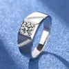 Bague Ringe Solitaire Männlich 10ct Grüner Ring 925 Sterling Silber Ehering Ringe Für Männer Finger Party Schmuck Geschenk 240402