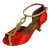 Dance Shoes Elisha Customizable Heel Women's Red Color Salsa Latin Ballroom Open Toe Party