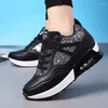 Casual Shoes Woman Sport High Platform White Wedge 7cm Sneakers Breattable Air Cushion Bekväm tjock botten ökar