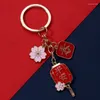 Keychains Creative Lantern Flower Orange Keychain Chinese Traditional Culture Key Ring Year Gift Good Blessing For Friend Jewelry Set