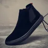 Buty England Design męskie buty mody krowy zamszowe skórzane buty czarne slipon but płaska platforma kostki botki botów