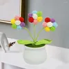 Decoratieve bloemen geweven potplant handgemaakte gehaakte kleine bloem realistisch garen huis ornament decoratie voor stijlvol