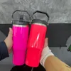 USA Warehouse Blank SubliMation Neon Colors 30oz Flip Top Strå tumbler Vattenflaska med läckobeständig vänd för sublimering Värmeöverföringstryck, säljs av fall