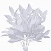 장식용 꽃 6pcs 인공 실크 천 철사 철사 잎 잎 가짜 꽃 내부 피토리 소품 홈룸 장식