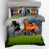 Set di biancheria da letto Set stampato 3D Amimal Horse Set federa in poliestere Copripiumino 3 pezzi Letto familiare per tessili per la casa