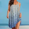 Party Dresses Flowering Straw Print Dress Women's Fashion Summer Strap Beach Bohemian Sleeveless Elegant Sundress Hem