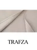 Abiti da lavoro Trafza 2024 Summer Women Fashion 2 set a pezzi Solido o collo corto Short Top Zipper Simple Casual Streetwear Female Gonne