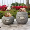 Vases Zipper Bouche Pot De Fleur Rond Ensemble De Résine Drôle Pour Le Jardinage Extérieur Intérieur 2pcs