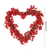 Decorative Flowers Heart Shaped Red Wreath Artificial Led Hanging Ornament For Home Farmhouse Front Door Decoration Romantic Day Gift