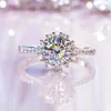 Anéis de cluster luxo flor d cor moissanite com certificado gra anel para mulheres s925 prata esterlina casamento noivado jóias finas presente