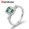 Klusterringar Emerald Green Full Moissanite Diamond Lady's S925 Sterling Sliver Plated 18k Gold Fine Jewerly Wedding PartyFor Women