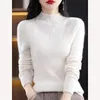 Kvinnors tröjor Elegant Half Turtleneck Knit Pullover Womens kläder 2024 Autumn Winter Slim Long Sleeved Diamond Intay Sticked 112