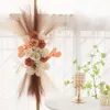 Bohemian Wedding Arch Flower Artificial Lintel Wreath with Beautiful Leaves Pampas Grass Floral Swag Home Decor 240325