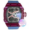 Reloj para hombre de diseño Relojes Movimiento Automático Lujo Mecánica de lujo Reloj de pulsera Color Fibra de carbono Ne