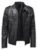 Мужские куртки, осень 2024, деловая кожаная мотоциклетная уличная одежда, мужское пальто с воротником-стойкой и карманом на молнии
