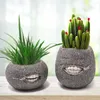 Vases Zipper Bouche Pot De Fleur Rond Ensemble De Résine Drôle Pour Le Jardinage Extérieur Intérieur 2pcs