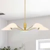 Superbe lustre moderne en verre avec finition dorée – Élégant luminaire suspendu Spoutnik pour salle à manger ou îlot de cuisine – Option d'éclairage de plafond élégante