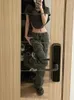 Женские джинсы, камуфляжные зеленые брюки-карго, женские хиппи Y2K, уличная одежда в стиле ретро с низкой посадкой, армейские широкие джинсовые брюки в стиле Харадзюку