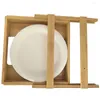 Dispensadores de platos de papel de bambú de 10 pulgadas para almacenamiento de cocina, soporte para debajo del gabinete, dispensador de bandeja desechable para platos verticales