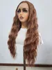 Real Glue-Free Bob High-Definition Lace High-Gloss Human Brown 13*4 Curly Hair Long Korean High Temperature Resistant Fiber Wig