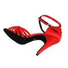 Chaussures de danse Elisha chaussure talon personnalisé bride à la cheville rouge femme Salsa latine bout ouvert fête