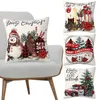 Capa de Natal de travesseiro Merry Hollyjolly Winter Holiday Decor Throw Case para Cadeiras de Camas de Casas de Casas Cadeiras