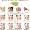 Massaggiatore viso naturale Rullo viso Gua Sha Raschietto Doppie teste Rullo in pietra di giada Cura della pelle Massaggio al quarzo rosa per viso e corpo