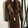 Quality Designer 24F Women's Coats Fashion Leather Letter Khaki Belt Waist Ladies Knee Length Trench Coat