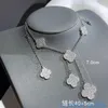 ORIGINAL 1TO1 High End Brand Designer örhängen Luxury Super Shiny Full Diamond Four Leaf Grass Necklace Long VanClef Earrings Fashion Chain Stud Dangle Earrings