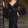 Vestidos casuais 2024 vestido feminino europeu e americano laço bordado fishtail preto magro noite