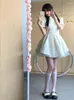 Party Dresses Chinese Style Bow White Fluffy Dress Women's Summer Design Sense midje Bubble Sleeve Double-Layer