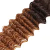 New Omber Dreamdiana Deep Wave 1B / 27 1B / 4/30 Blond Brazilian Curly 3 Bundles avec fermeture Remy Human Hair Wigs