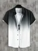 2023 Crossborder Hawajan Mens Shirt Shirt Gradient Color Pocket Single Bered Beach Casual 240329