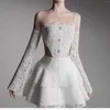Casual Dresses Women Sexy White Lace Dress 2024 Summer Hollow Suspended Birthday Mini Strapless A Line Party