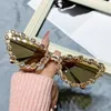 SHAUNA Luxury Crystal Women Cat Eye Sunglasses Trending Men Metal Frame Sun Glasses Gradient Mirror Shades UV400 240318