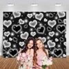 Party Decoration Valentine Theme Happy Valentines Day Po Props Polyester Cloth Banner Cool White Black Heart Shaped Backdrop