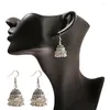 Dingle örhängen kvinnors zigenare afghanska pärlor Tassel Jhumka Bohemian Retro Gold Color Bell Tibetan Oorbellen