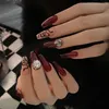 Faux ongles rouges avec imprimé serpent, légers et faciles à coller, pour fournitures de salon d'art professionnel