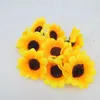 Mini fleurs décoratives en soie, 7cm, fausse tête de tournesol, pour bricolage, fête de mariage, décoration de la maison, couronne de naissance de bébé C1