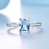 UMCHO Genuine 925 Sterling Silver Rings For Women Sky Blue Topaz Gemstone Solitaire Ring Wedding Romantic Engagement Jewelry 240402